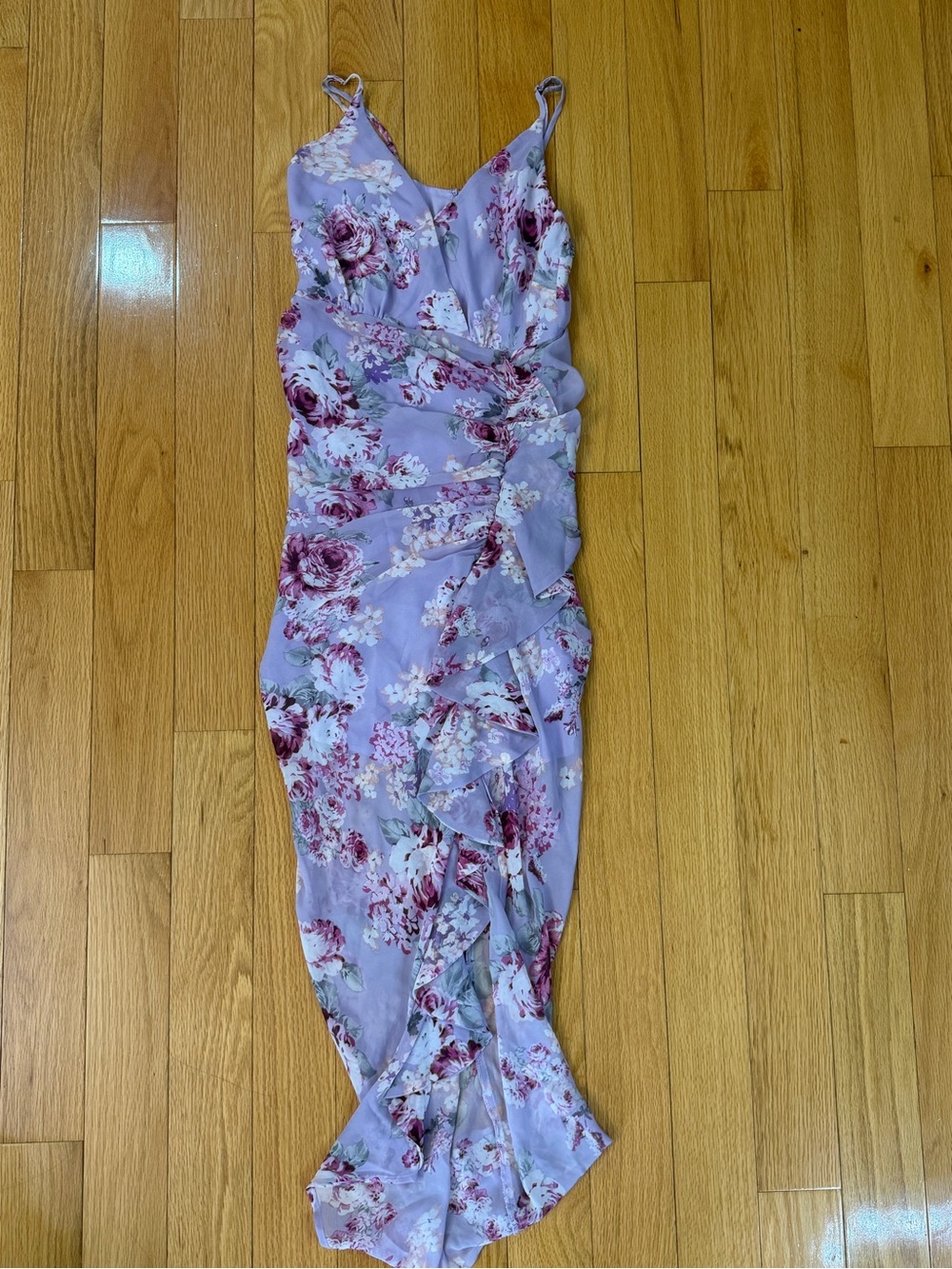 Astr Lilac Floral Dress with Pink Accents